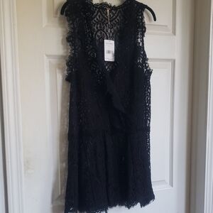 Free People Nwt Black Lace Mini Dress
